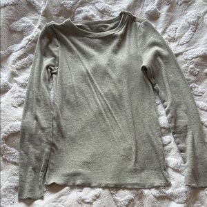 Gray Ribbed Long Sleeve Top